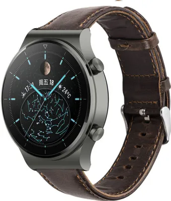 Produktbild von Strap-it Huawei Watch GT 2 Pro Lederarmband (Dunkelbraun)
