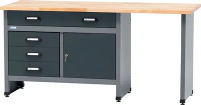 Obrázek produktu pro Pracovní stůl Küpper 1700 x 840 x 600 mm 1 zásuvka 4 dvířka antracit šedá