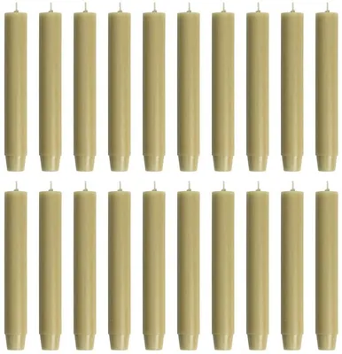 Produktbild von Rustik Lys Tischkerzen, 20er-Set – 2,6 x 18 cm – Olivbeige – Hochwertige Spitzkerzen