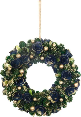 Produktbild von WEIHNACHTSKRANZ MAGICHOME, grün-blau-gold, 29 cm