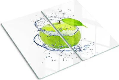 Produktbild von Tulup Glas-Herdabdeckplatte - 2x30x52cm - Glaskeramikkochfeld-Abdeckung Spritzschutz Zweiteilig Grüner Apfel