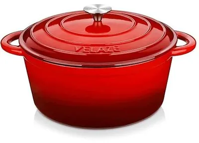 Zdjęcie produktu dla Garnek żeliwny emaliowany 29 cm 6 5 l czarny z pokrywką do pieczenia