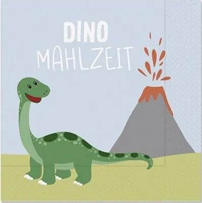 Produktbild von 20 Servietten Dino 33x33cm Dinosaurier Urzeit Vulkan Mahlzeit Geburtstag Junge Kindergeburtstag