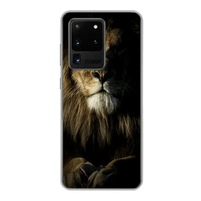 Produktbild von MuchoWow® Handyhülle Schutzhülle Hülle für Samsung Galaxy S20 Ultra Löwe - Licht - Schwarz Silikon Softcase Handy Hülle - Karteninhaber
