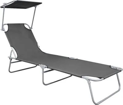 Produktbild von vidaXL Klappliege mit Sonnendach Grau Aluminium
