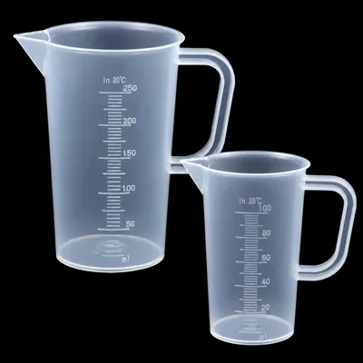 2 Messbecher 100 ml + 250 ml, mit Skala und Griff