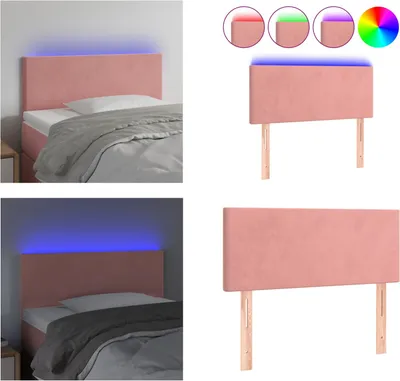 Produktbild von vidaXL LED Kopfteil Rosa 90x5x78/88 cm Samt - LED Kopfteil - LED Kopfteile - Kopfteil - Bett-Kopfteil