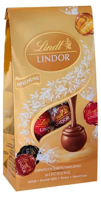 Lindt Lindor Mischung Gold zartschmelzende Füllungen Beutel 99g