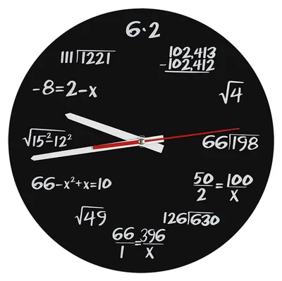 Mathematische Acryl-Wanduhr, 30 cm, schwarz, modernes Design