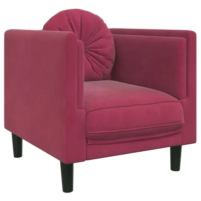 Image de vidaXL Fauteuil de canapé avec coussin rouge vin velours