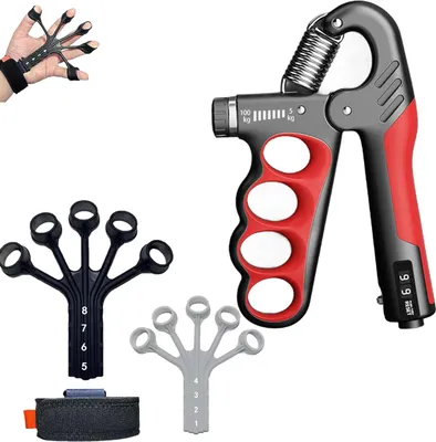 Produktbild von Handtrainingsset mit 8 Widerstandsniveaus - Finger- und Unterarmtrainer für Griffkraft