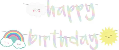 Zdjęcie produktu dla "Rainbow & Cloud" Girlanda Happy Birthday | 180x13cm