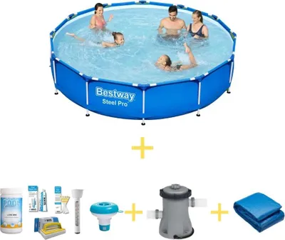 Obrázok produktu pre Bazén Bestway - Steel Pro - 366 x 76 cm - obsahuje balenie na údržbu WAYS, filtračné čerpadlo a zemnú fóliu