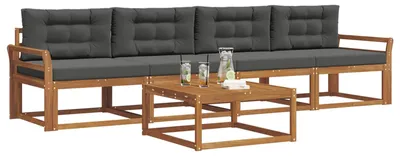 Produktbild von vidaXL Outdoor-Sofagarnitur mit Kissen 5 pcs Natur und Anthrazit
