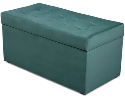 Produktbild von MG Design Polsterhocker Petrol 45x90 cm - Stauraum 100L, bis 300 kg, samtig-weich mit Schimmer, pflegeleicht, für Wohnzimmer & Flur