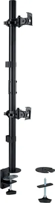 Produktbild von Kensington - Befestigungskit (Stange, Doppelarm, 2 VESA-Platten, C-Halterung 10 - 88 mm, Tüllenmontage 10 - 88 mm) - Voll beweglich - für 2 LCD-/Plasma-Konsolen - vertikale Stapelung - Stahl - Schwarz - Bildschirmgröße: 33-81.3 cm (13"-32") - Tischmontage