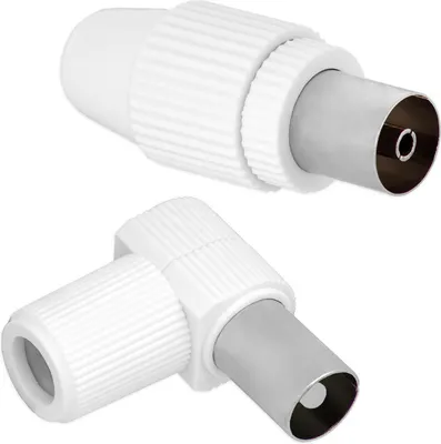 Produktbild von TV Antennenstecker IEC Koaxial 1x Antennenbuchse 1x Winkelstecker Koaxialkabel Adapter Antennenkabel