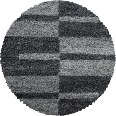 Produktbild von Teppium Teppich Hochflor Shaggy Kariert Design Teppich Wohnzimmer Flauschig Weich, Grösse: 120 cm Rund