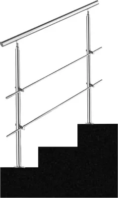 Zdjęcie produktu dla TolleTour Balustrada schodowa ze stali nierdzewnej, poręcz do zastosowań wewnętrznych i zewnętrznych, 120 cm, z 2 poprzeczkami