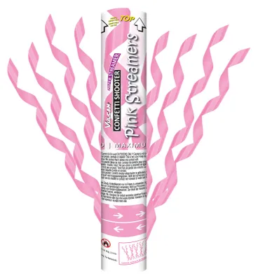Image de Confetti Shooter - Pink Streamers - Set van 3 Stuks - Roze Slierten - 30 cm - Bereik tot 8 Meter - Voor Binnen & Buiten