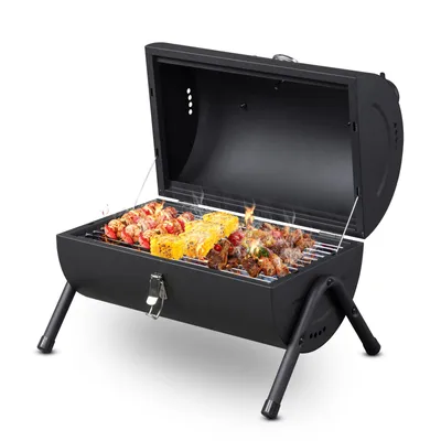 Image de ALIGHTUP Barbecue au charbon de bois Portable avec couvercle, réglage de la température, 42x30x36cm