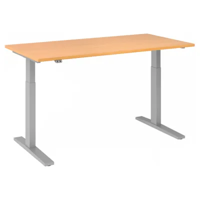 Image de Bureau réglable en hauteur XMKA | 2-moteurs | 120-180 cm | électrique | hêtre, couleur:argent, taille du plateau:160 x 80 cm