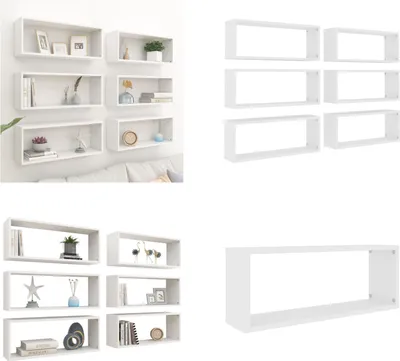 Immagine prodotto di vidaXL Mensole a cubo 6 pz. Bianco 60x15x23 cm Materiale a base di legno - Scaffale a muro - Mensole a muro - Ripostiglio a muro - Mensole a muro