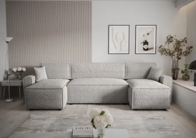 Produktbild von Ecksofa Alvito U BIS, Farbe: Hellgrau, Material: Bouclé, B: 330 cm, H: 85 cm