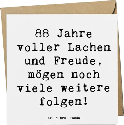 Produktbild von Mr. & Mrs. Panda Grußkarte Spruch 88. Geburtstag Freude - Weiß - Geschenk, Happy Birthday, Wertschätzung, Glückwunschkarte, Jubilar, Geburtstagskind, Alter, Klappkarte