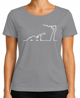 Imagen del producto de Camiseta para mujer, diseño "Linea Balum Strichmännchen" de Osvaldo Cavandoli, color gris, talla S