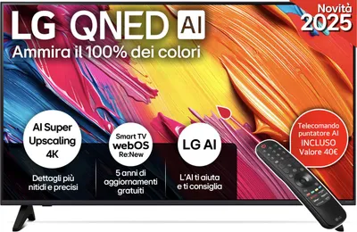 Obrázek produktu pro LG QNED AI 43QNED70A6A, 109,2 cm (43"), 3840 x 2160 px, QNED, Smart TV, Wi-Fi, Černá