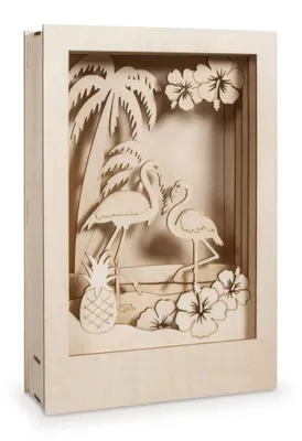 Image de Kit de construction en bois 3D Flamingo 10 pièces nature l x h x p 200x67x300mm NOUVEAU