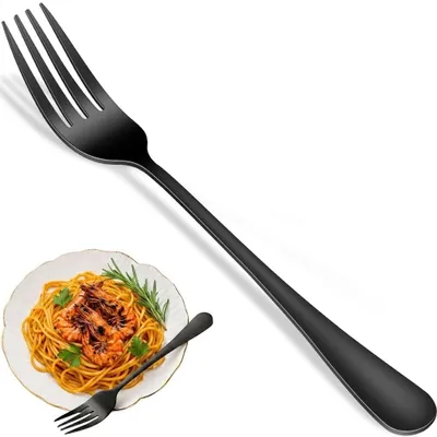 8-teiliges Gabel-Set, schwarz, Edelstahl, 20,3 cm, spülmaschinengeeignet