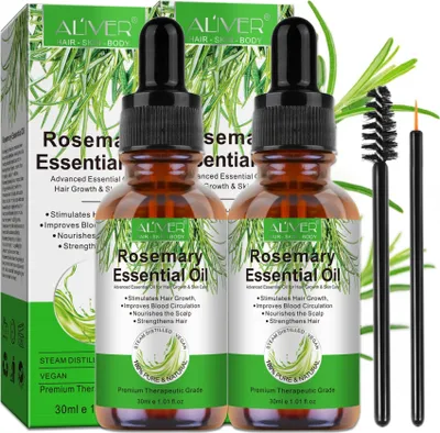 Immagine prodotto di Olio essenziale di rosmarino per la salute del cuoio capelluto e la crescita dei capelli, cura della pelle, 2x 30ml