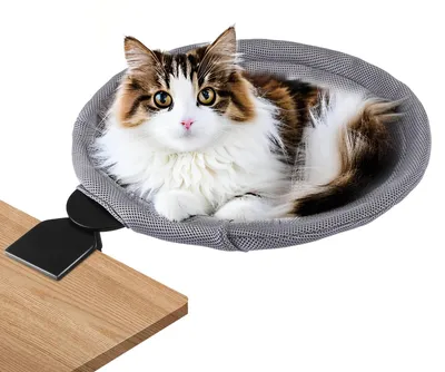 Produktbild von Katzen Schreibtischbett - Katzen Hängematte - Verstellbar - Platzsparend - Ergonomisch - Bequemes Bett für Kätzchen