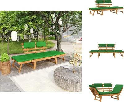 Image de vidaXL Banc de jardin avec coussins 2-en-1 190 cm bois massif acacia - Bancs de jardin