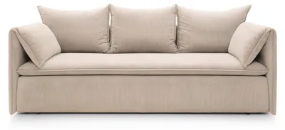 Produktbild von Sofa PREGIO mit Schlaffunktion, Schlafsofa, Wohnzimmersofa, Couch, Soffa, Bettsofa, Velours-Stoff – Beige ONTARIO 02