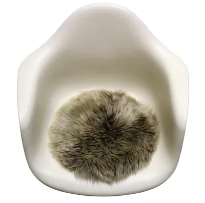 Produktbild von Sitzauflage, Dekokissen, Sitzkissen Stuhlauflage, echt Lammfell braun beige, rund