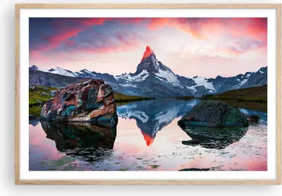 Produktbild von Gerahmtes Poster - Rahmen in heller Eiche - Berge Felsen Wasser - 91,5x61 cm - Wand Bild - Wanddeko - Wandbilder - Wandposter - Bilderrahmen - Bilder - Kunstdruck - Wandbild - P2NAA91x61-3892