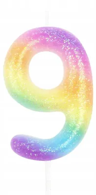 Produktbild von PartyPal Ziffernkerze 9 Regenbogen Tortenaufleger Geburtstag