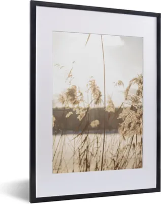Produktbild von MuchoWow® Gerahmtes Poster Wasser - Pampasgras - Pflanzen 30x40 cm - Poster mit Schwarzem Bilderrahmen Wandposter Rahmen Foto Bilder - Wandposter Schlafzimmer