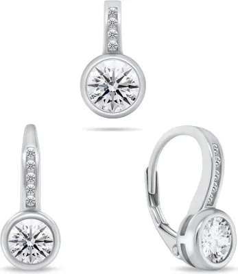Productafbeelding van Elegant zilveren set met zirkonia's (SET201W) (hanger en oorbellen)