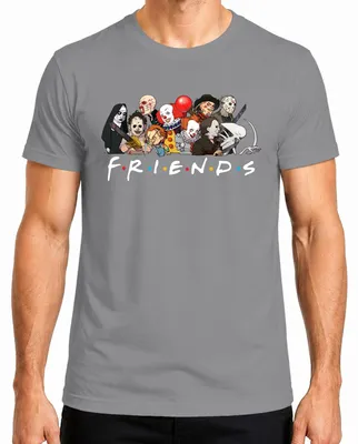 Obrázok produktu pre FRIENDS Hororové ikony Pennywise Chucky Michael Jason Freddy Fans Pánske tričko, sivé, XL