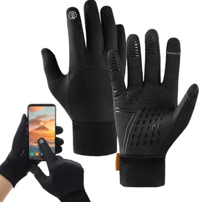 Produktbild von Rękawiczki sportowe uniwersalne zimowe dotykowe do telefonu czarne, L/XL