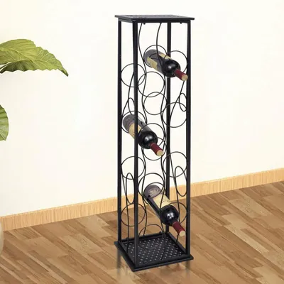 Productafbeelding van Flessenrek, metalen constructie, modern design, zwart