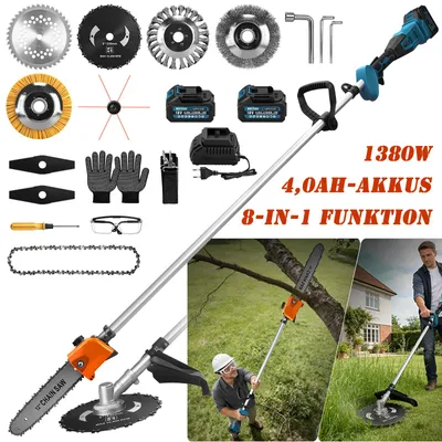 Produktbild von 1380W Rasentrimmer 2-in-1 mit Hochentaster-Funktion | 2*4,0Ah-Akku 18800U/min Bürstenloser Motor | Freischneider Grastrimmer - Baumschnitt/Unkraut jät