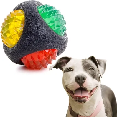 Image de Balle de mordant lumineuse pour chiens avec pointes à rapporter Jouet à ressort interactif