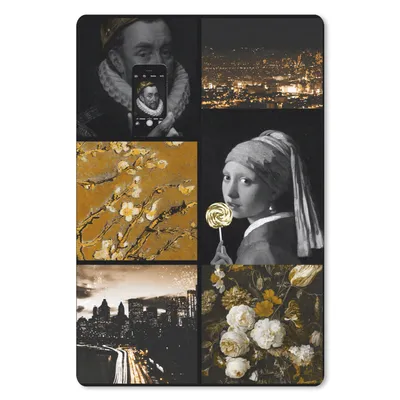 Produktbild von MuchoWow® Mauspad Mousepad Collage - Kunst - Gold - Schwarz 18x27 cm - Mousepads - Maus Mat - Pad - Mausunterlage
