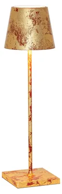 Immagine prodotto di Lampada a led da tavolo Poldina Pro Rossa Foglia Oro Craquelè ricaricabile e dimmerabile con batteria fino a 12 ore