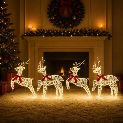 Obrázek produktu pro Vánoční sob 4 kusy, 80 LED diod, teplá bílá barva, rozměry 43 x 19 x 65 cm